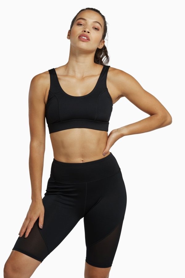 Mesh Panel High Neck Sports Bra Hot on Sale