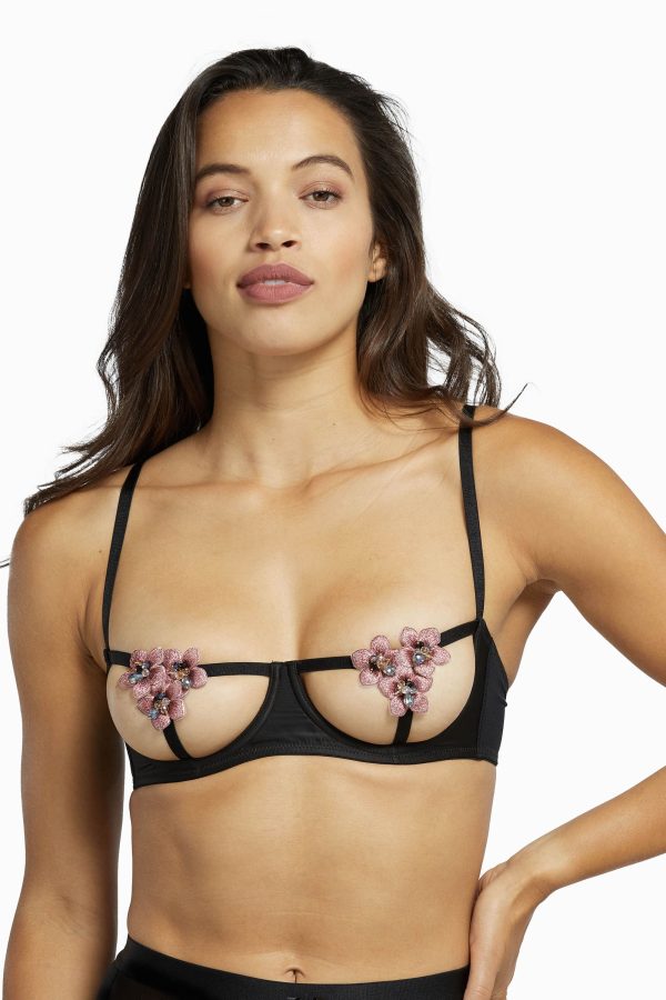 Regalia Colette Flower Applique Open Cup Bra on Sale