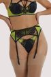 Playful Promises Indigo Lime Satin and Lace Picot Suspender Cheap