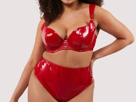 Maxine Red PVC High Waist Curve Brief For Sale