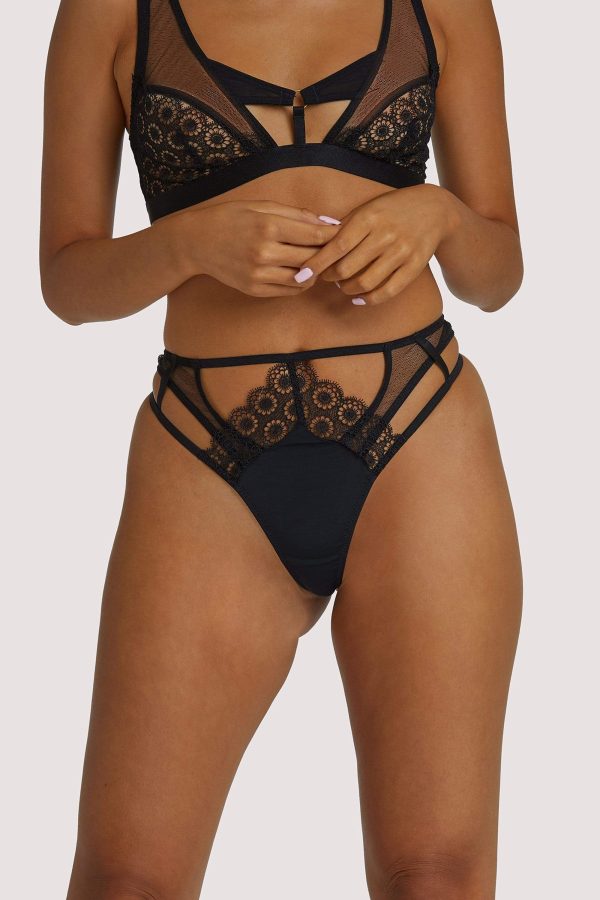 Elva Black High Waist Thong For Discount