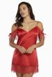 Adrienne Red Lace Trim Slip Dress For Cheap