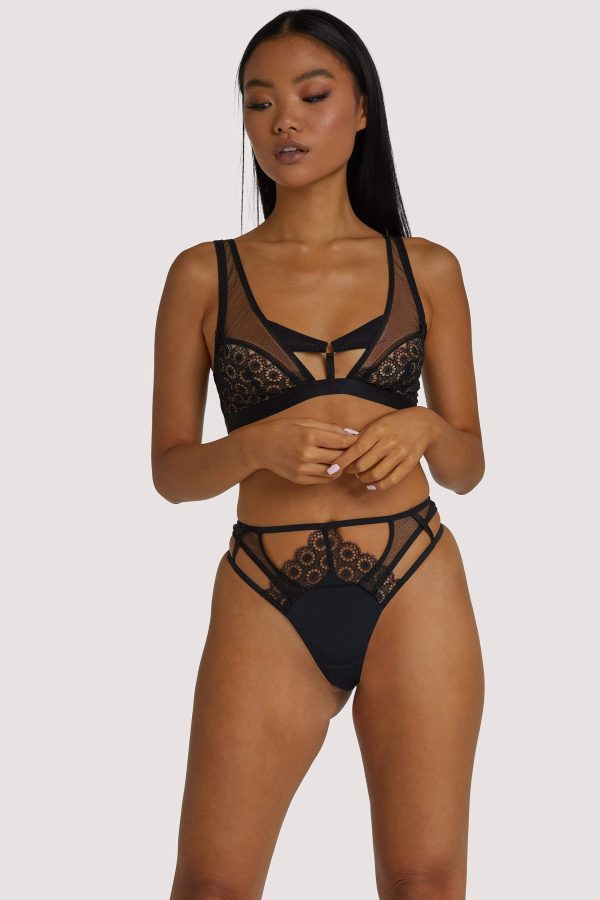 Elva Black High Waist Thong For Discount