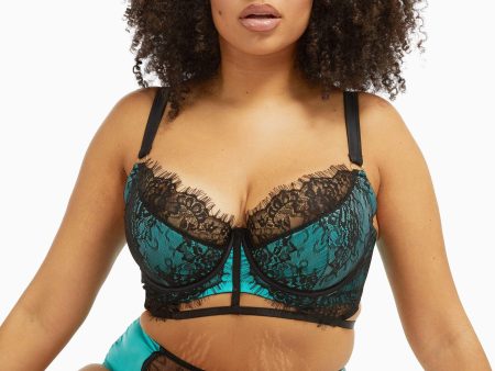 Henrietta Teal Lace Overlay Bra Online now