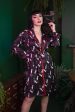 Smoking Printed Robe with Red Piping Online Sale