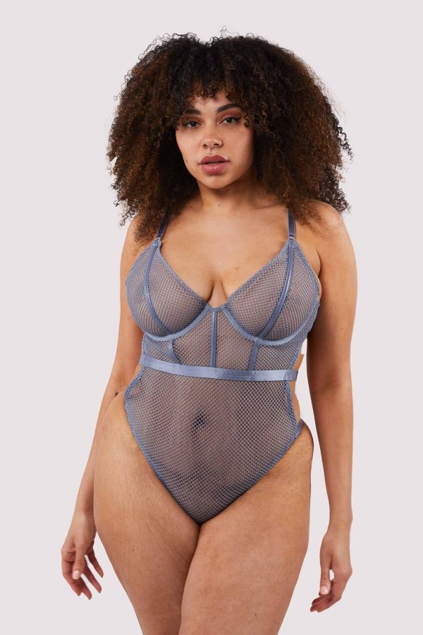 Selena Blue High Leg Bodysuit Fashion