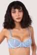 Cora Blue Mesh And Trim Balconette Bra Cheap