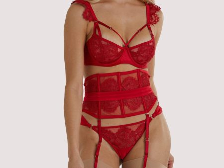 Anneliese Red Satin Net and Lace Waspie For Discount