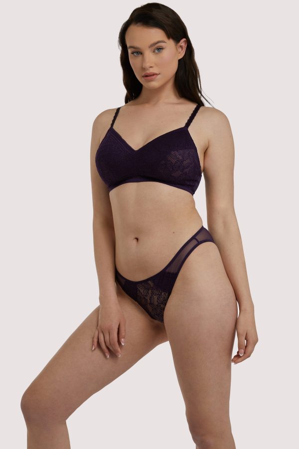 Emma Vine Purple Brazilian Lace Brief For Sale