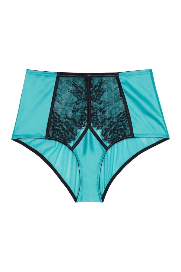 Henrietta Teal Lace Overlay High Waist Brief on Sale