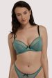 Grace Green Moss and Black Supportive Plunge Net Bra For Sale