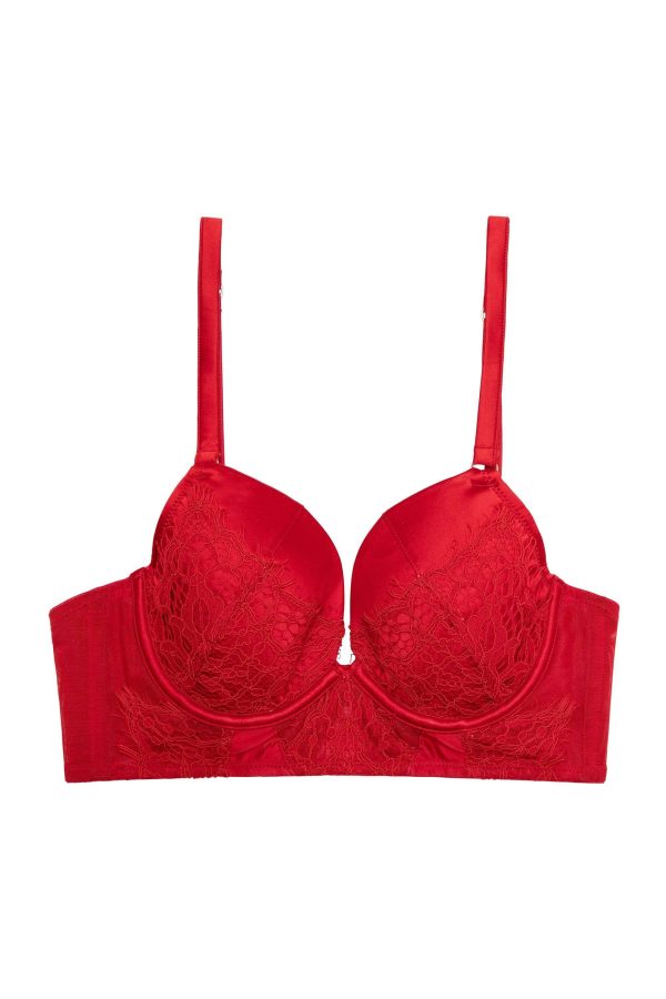 Melina Red Longline Plunge Bra For Cheap