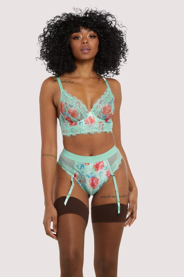 Sabey Mint Floral Longline Bra Fashion