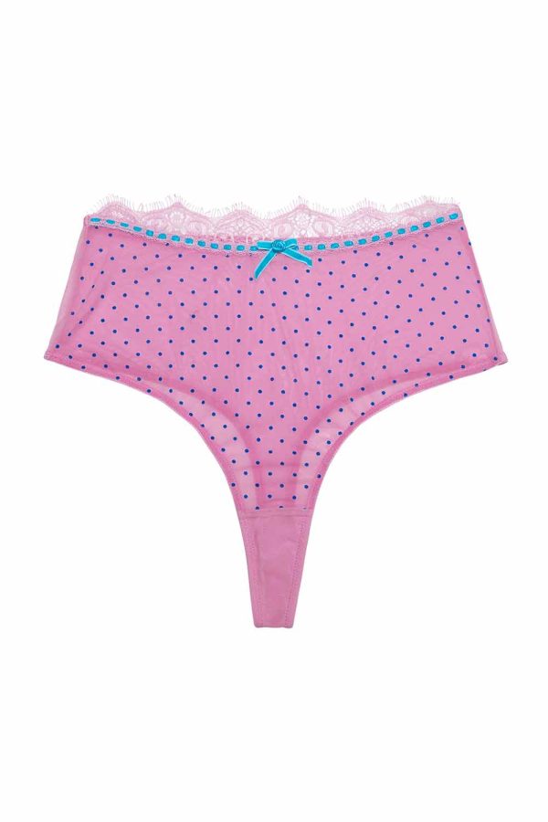 Sophia Pink High Waisted Thong Hot on Sale