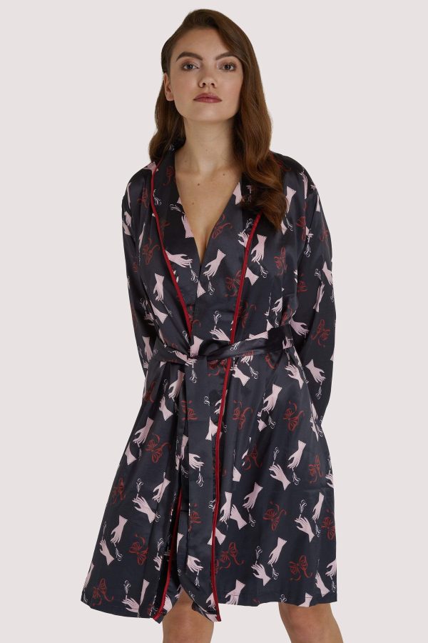 Smoking Printed Robe with Red Piping Online Sale