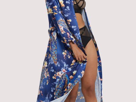 FFFB Peacock Print Satin Robe For Sale