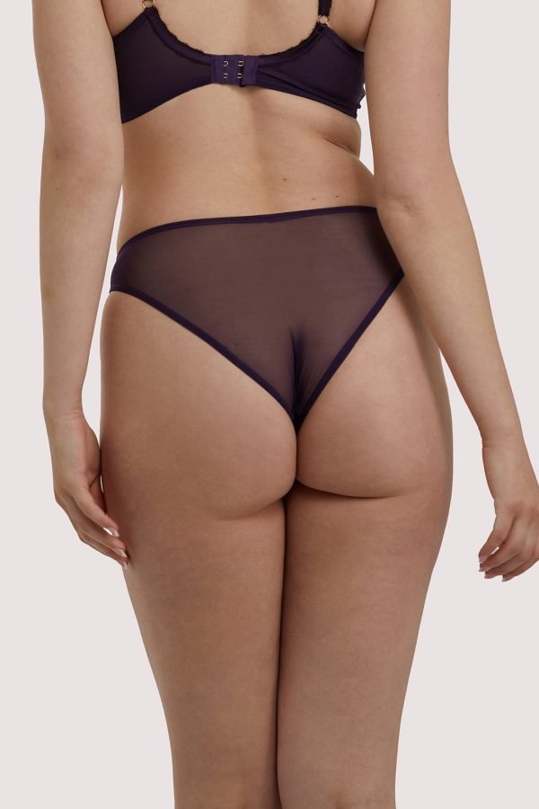 Emma Vine Purple Brazilian Lace Brief For Sale