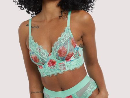 Sabey Mint Floral Longline Bra Fashion