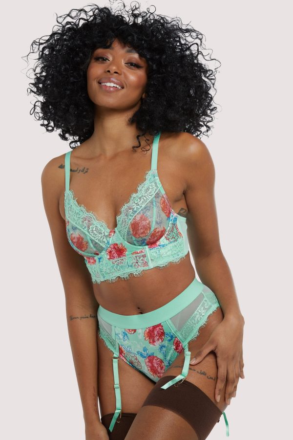 Sabey Mint Floral Longline Bra Fashion