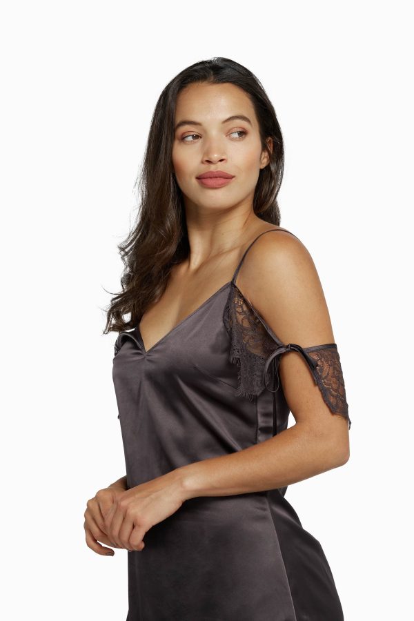 Black Adrienne Lace Trim Slip Dress Fashion