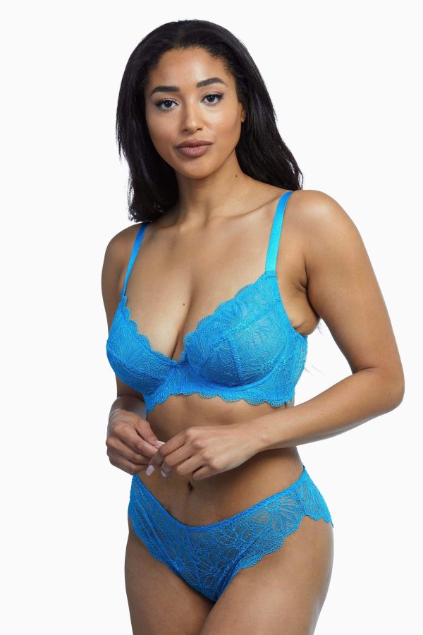 Ariana Aqua Blue Everyday Lace Brief For Cheap