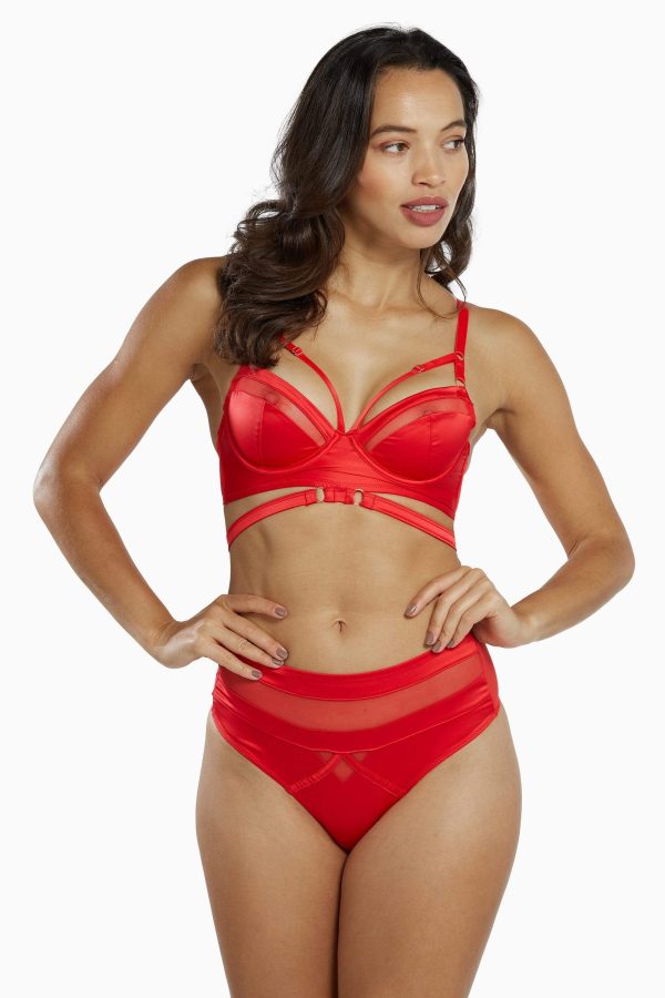 Playful Promises Madeleine Red Bondage Bra Online Sale