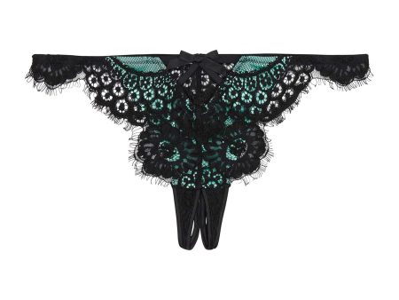 Jaquelina Mint Contrast Crotchless Thong Discount