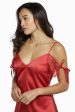 Adrienne Red Lace Trim Slip Dress For Cheap