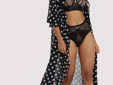 FFFB Chiffon Polka Dot Black Robe Online