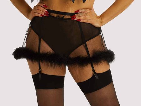 Marina Black Feather Suspender Belt Hot on Sale