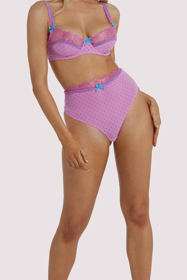 Sophia Pink High Waisted Thong Hot on Sale