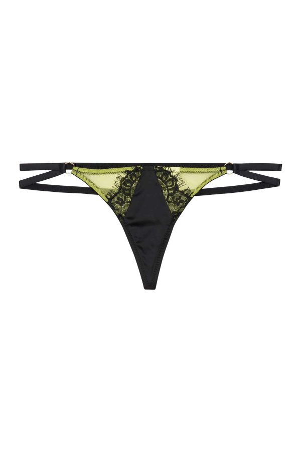 Indigo Lime Strappy Picot Thong Fashion