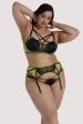 Playful Promises Indigo Lime Satin and Lace Picot Suspender Cheap