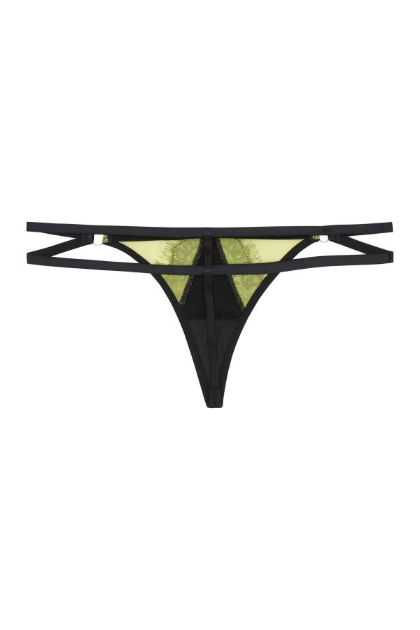 Indigo Lime Strappy Picot Thong Fashion