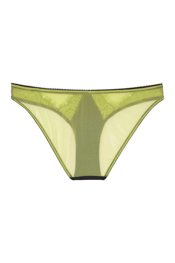 Playful Promises Indigo Lime Satin and Lace Picot Brief Sale