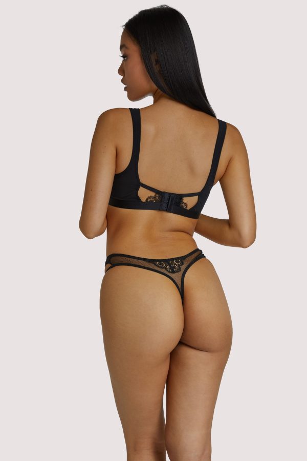 Elva Black High Waist Thong For Discount