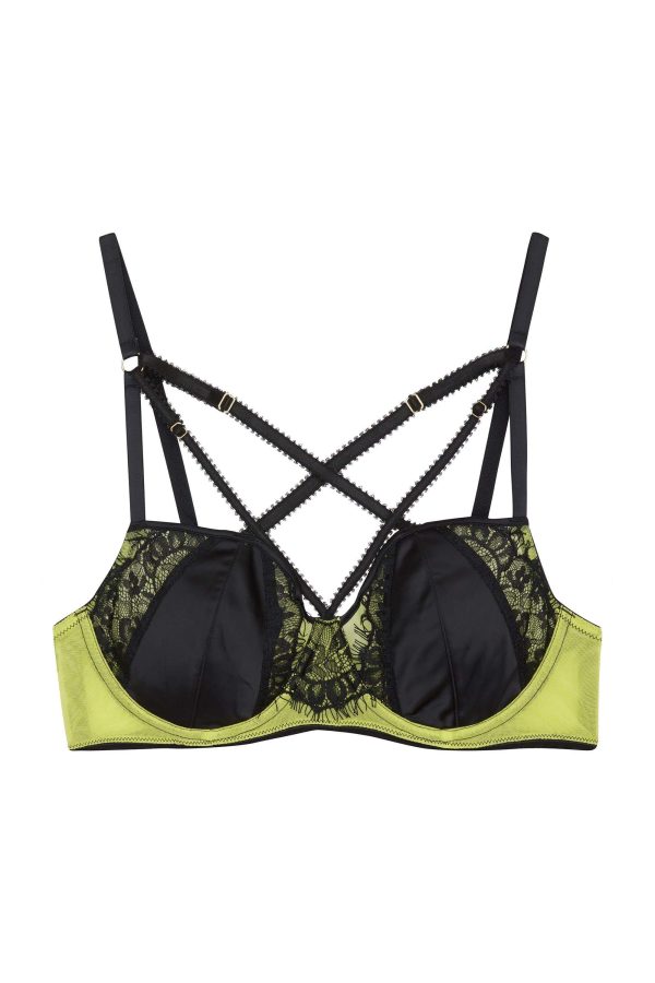 Indigo Lime Strappy Picot Plunge Bra on Sale