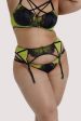 Playful Promises Indigo Lime Satin and Lace Picot Suspender Cheap