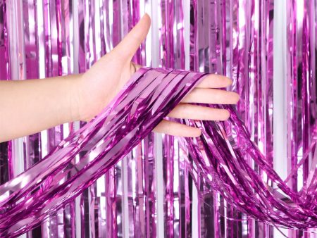 3ft X 6.5ft FOIL FRINGE CURTAIN - METALLIC LAVENDER Supply