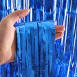 3ft X 6.5ft FOIL FRINGE CURTAIN - METALLIC BLUE Supply