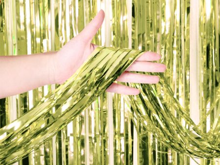 3ft X 6.5ft FOIL FRINGE CURTAIN - METALLIC LIGHT GREEN Sale