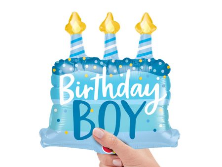 14 inch BIRTHDAY BOY CAKE & CANDLES MINI SHAPE (AIR-FILL ONLY) Sale