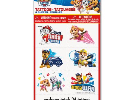 PAW PATROL TATTOO SHEETS (24 PK) Online Hot Sale