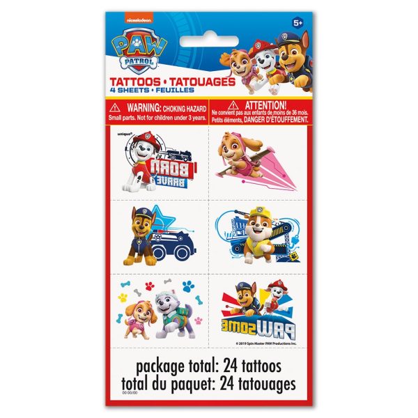 PAW PATROL TATTOO SHEETS (24 PK) Online Hot Sale