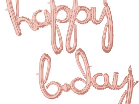 SCRIPT PHRASE: ″HAPPY BDAY  - ROSE GOLD (AIR-FILL ONLY) Sale