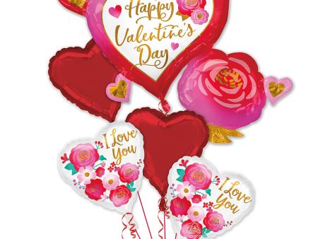 HAPPY VALENTINE S DAY HEART & ROSE BOUQUET For Sale