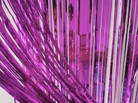 3ft X 6.5ft FOIL FRINGE CURTAIN - METALLIC PURPLE For Cheap