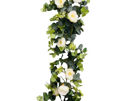 6.5 foot EUCALYPTUS GARLAND WITH FLOWERS For Discount