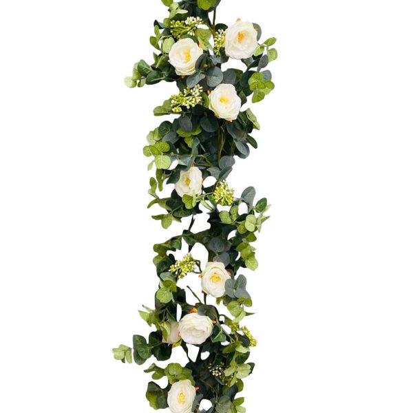 6.5 foot EUCALYPTUS GARLAND WITH FLOWERS For Discount