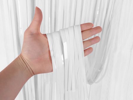 3ft X 6.5ft FOIL FRINGE CURTAIN - WHITE Online now